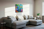 Underwater Symphony sealife canvas print, displayed in a living room