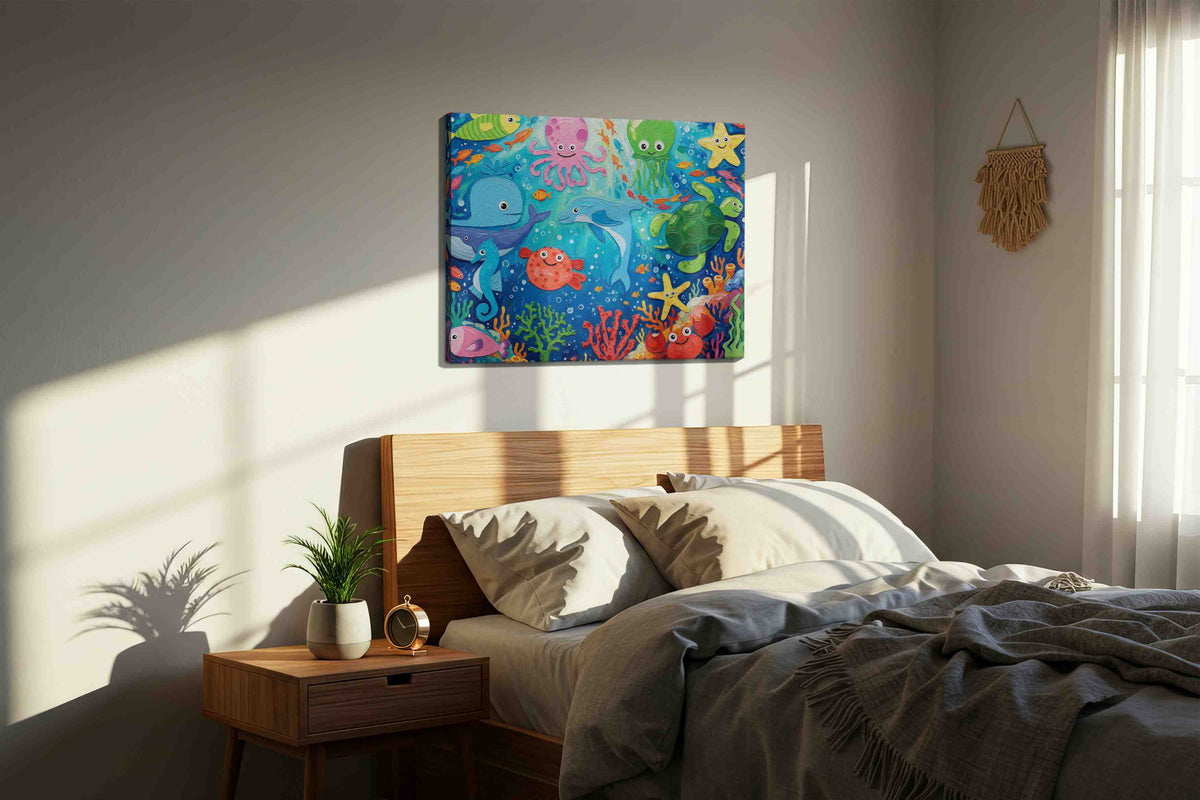 Underwater Whimsy Delight – sealife canvas wall art, gallery-wrapped, ready to hang