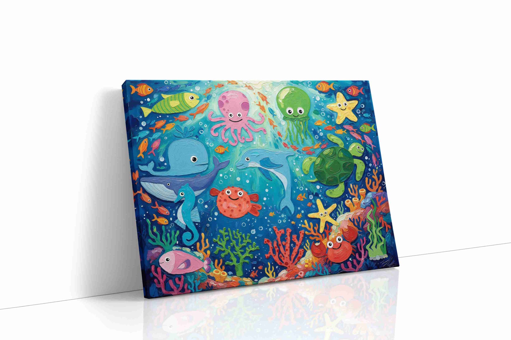 Underwater Whimsy Delight sealife canvas print gallery-wrapped landscape canvas studio shot