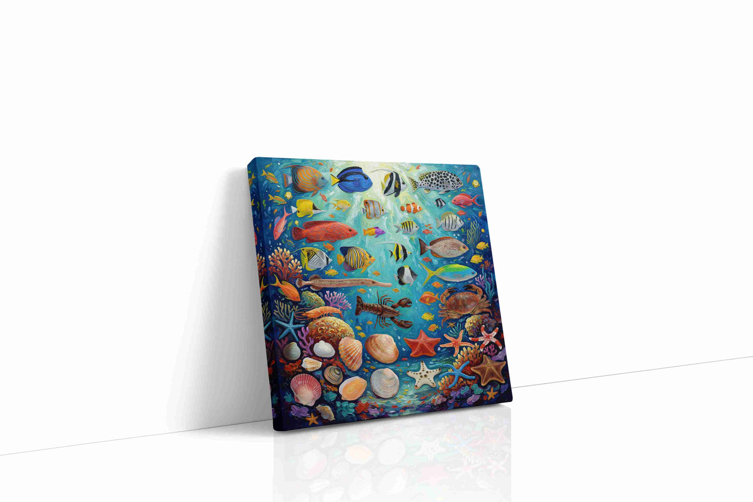Vibrant Coral Symphony sealife canvas print, gallery-wrapped, ready to hang