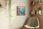 Vibrant Coral Symphony sealife canvas print styled in a living room