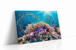 Vibrant Dance of the Coral Sea sealife canvas print, gallery-wrapped, ready to hang