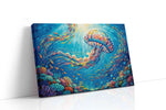 Vibrant Dance of the Jellyfish sealife canvas print, gallery-wrapped, ready to hang