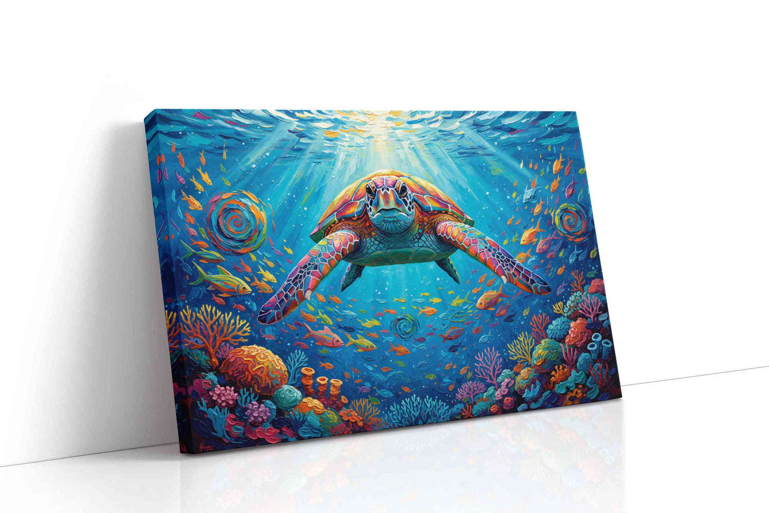 Vibrant Ocean Odyssey sealife canvas print, gallery-wrapped, ready to hang