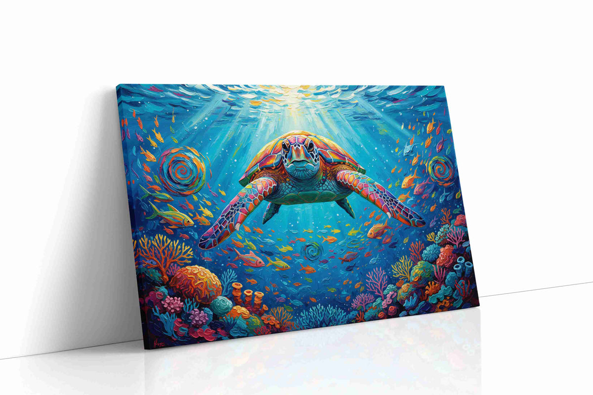 Vibrant Ocean Odyssey sealife canvas print gallery-wrapped landscape canvas studio shot