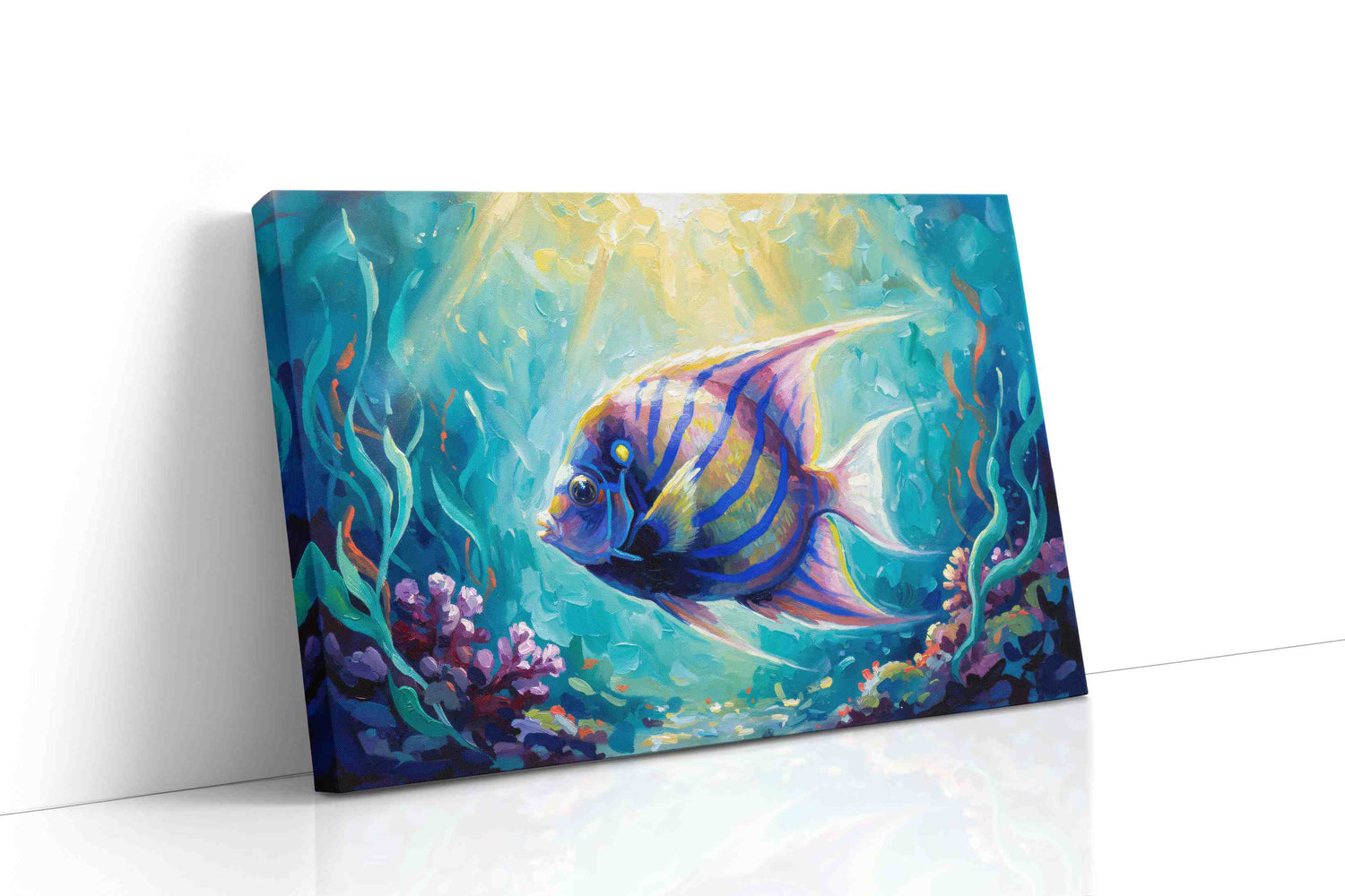 Vibrant Underwater Ballet sealife canvas print, gallery-wrapped, ready to hang