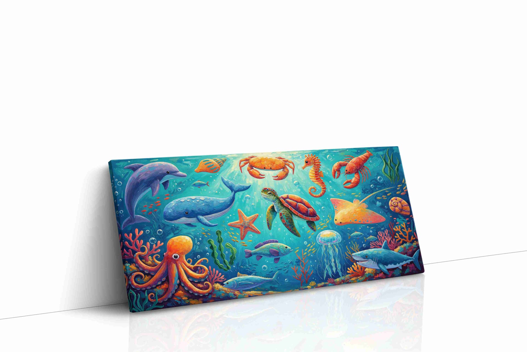 Vibrant Underwater Harmony sealife canvas print gallery-wrapped landscape canvas studio shot