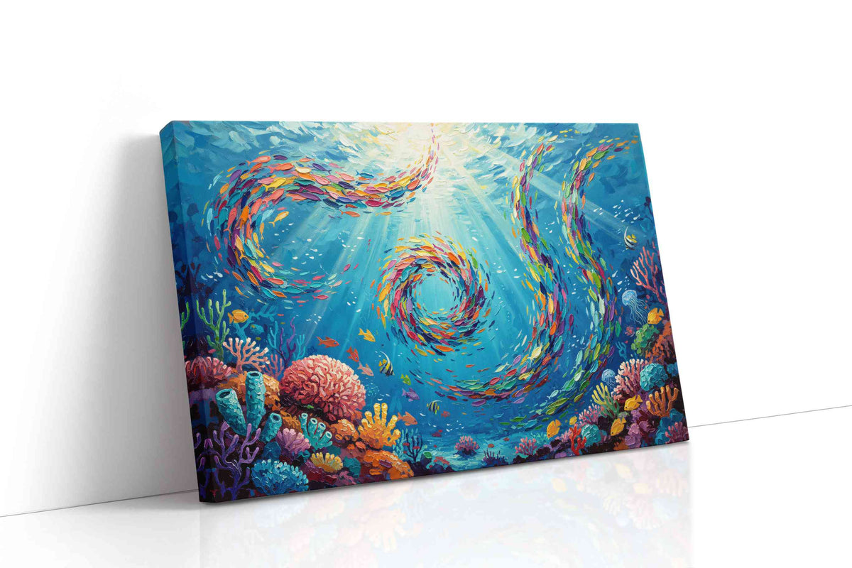 Vibrant Underwater Symphony sealife canvas print gallery-wrapped landscape canvas studio shot