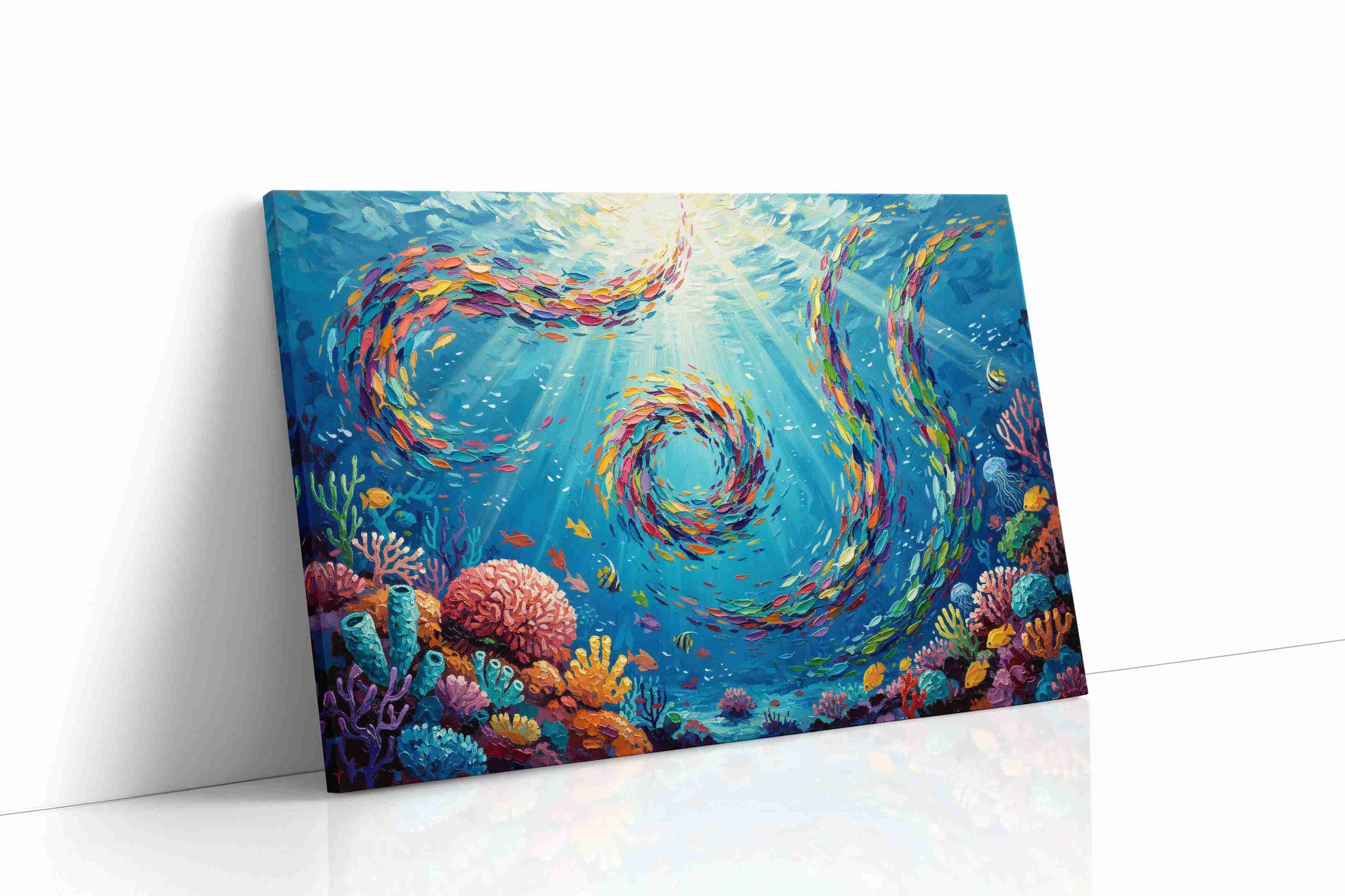 Vibrant Underwater Symphony sealife canvas print, gallery-wrapped, ready to hang