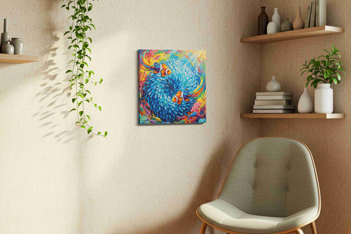 Vibrant Whirl of the Deep – sealife canvas wall art, gallery-wrapped, ready to hang