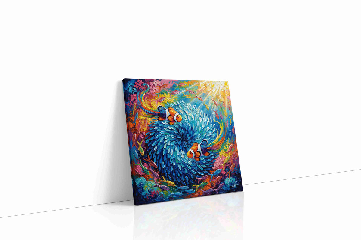 Vibrant Whirl of the Deep sealife canvas print gallery-wrapped square canvas studio shot