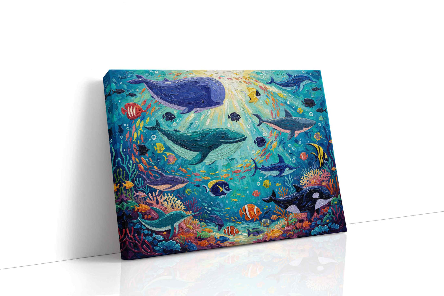 Vivid Symphony of the Sea sealife canvas print, gallery-wrapped, ready to hang