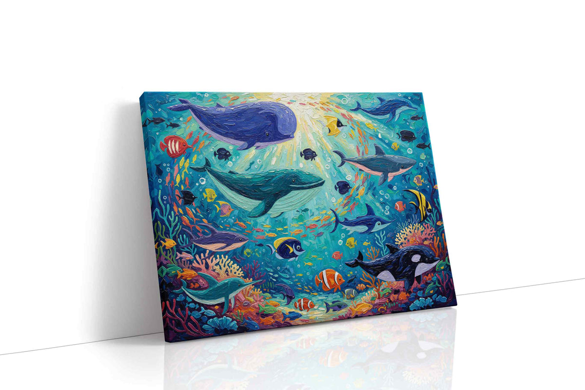 Vivid Symphony of the Sea sealife canvas print gallery-wrapped landscape canvas studio shot