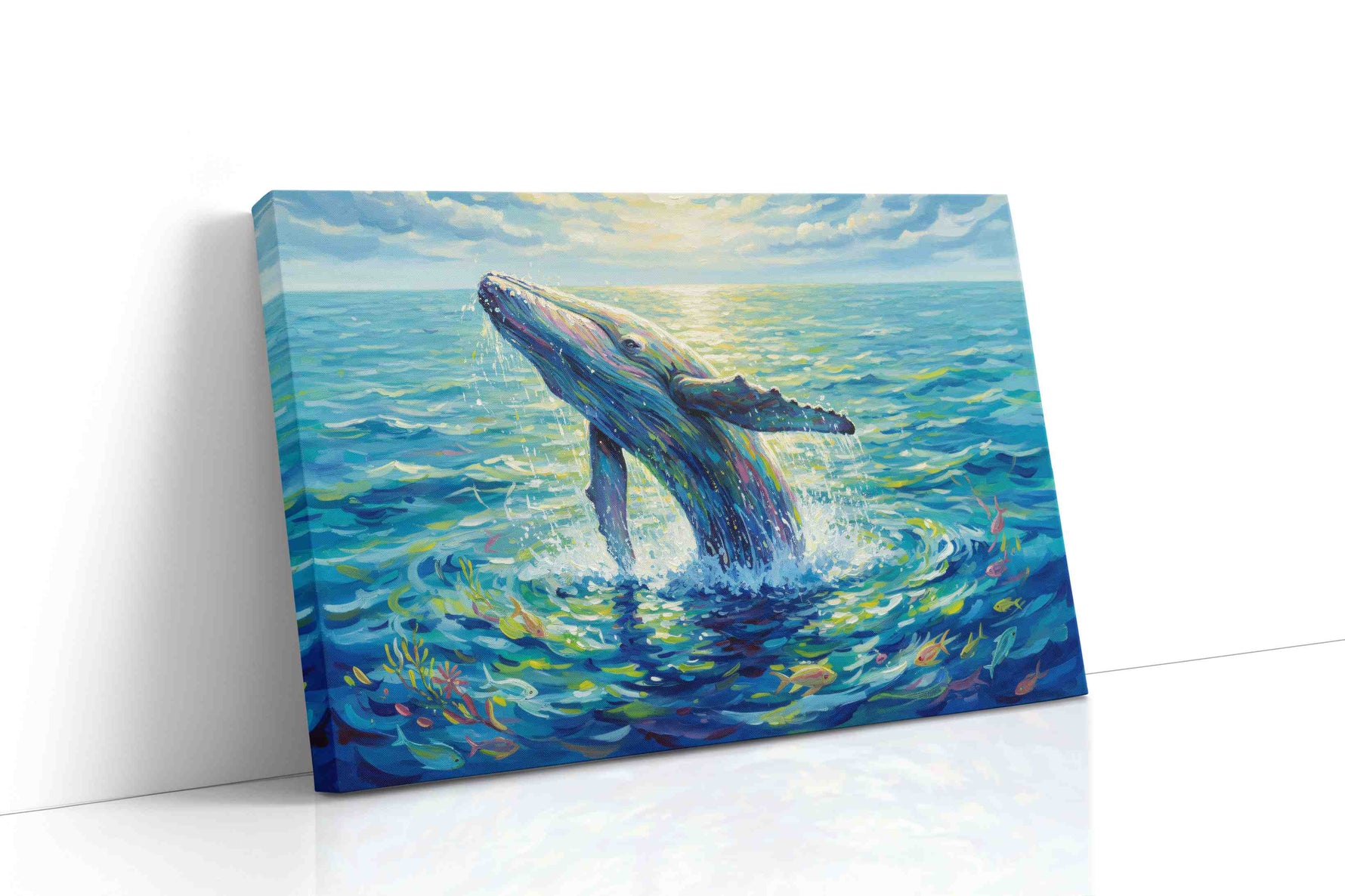 Whale Symphony at Dawn sealife canvas print gallery-wrapped landscape canvas studio shot