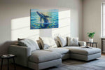Whale Symphony at Dawn sealife canvas print, displayed in a living room