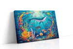 Whale's Harmony in the Coral Symphony sealife canvas print gallery-wrapped landscape canvas studio shot