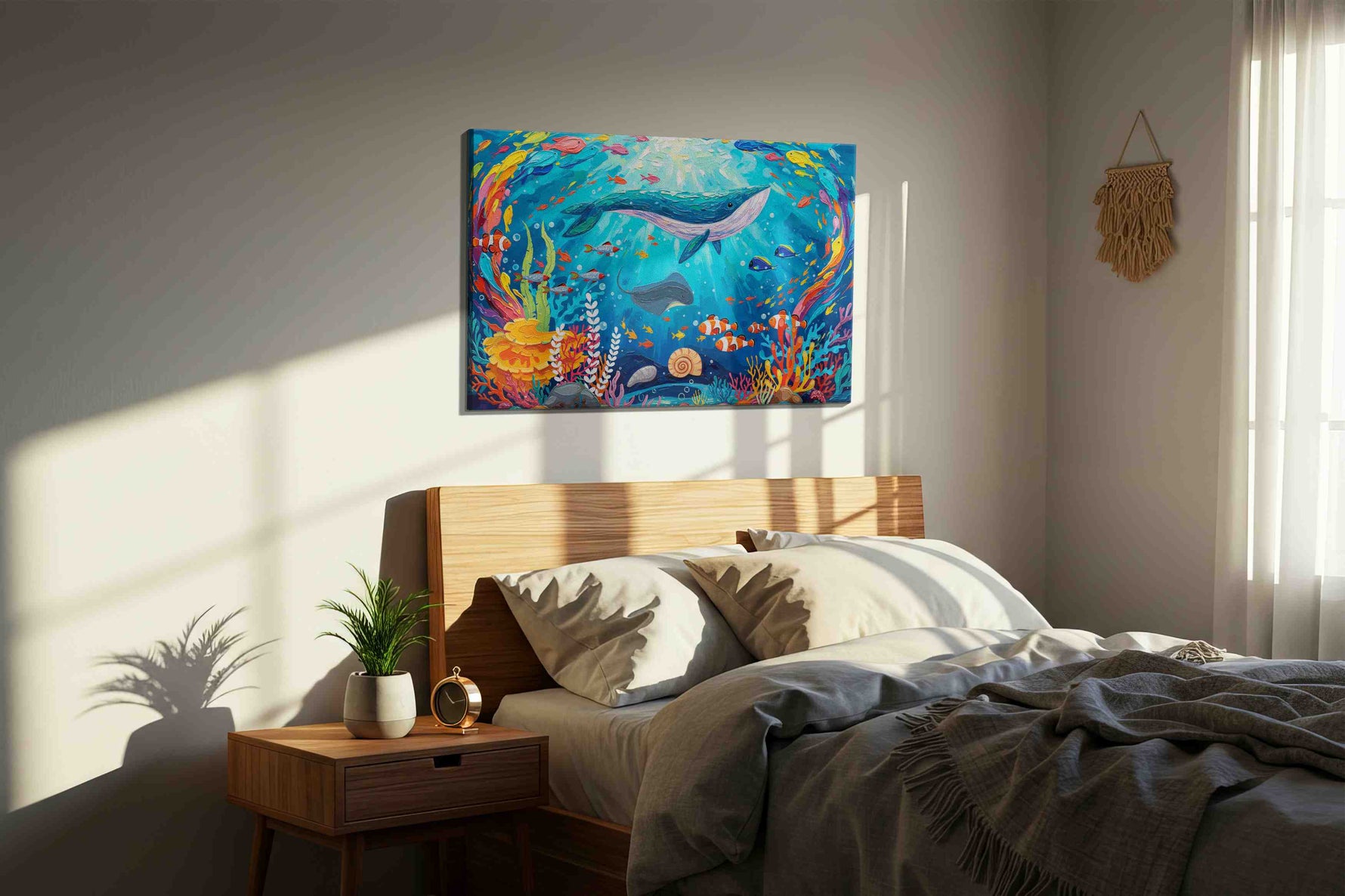 Whale's Harmony in the Coral Symphony sealife canvas print, gallery-wrapped, ready to hang — view 3