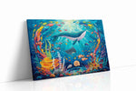 Whale's Harmony in the Coral Symphony sealife canvas print, gallery-wrapped, ready to hang