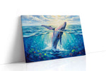 Whale's Leap into Light sealife canvas print gallery-wrapped landscape canvas studio shot