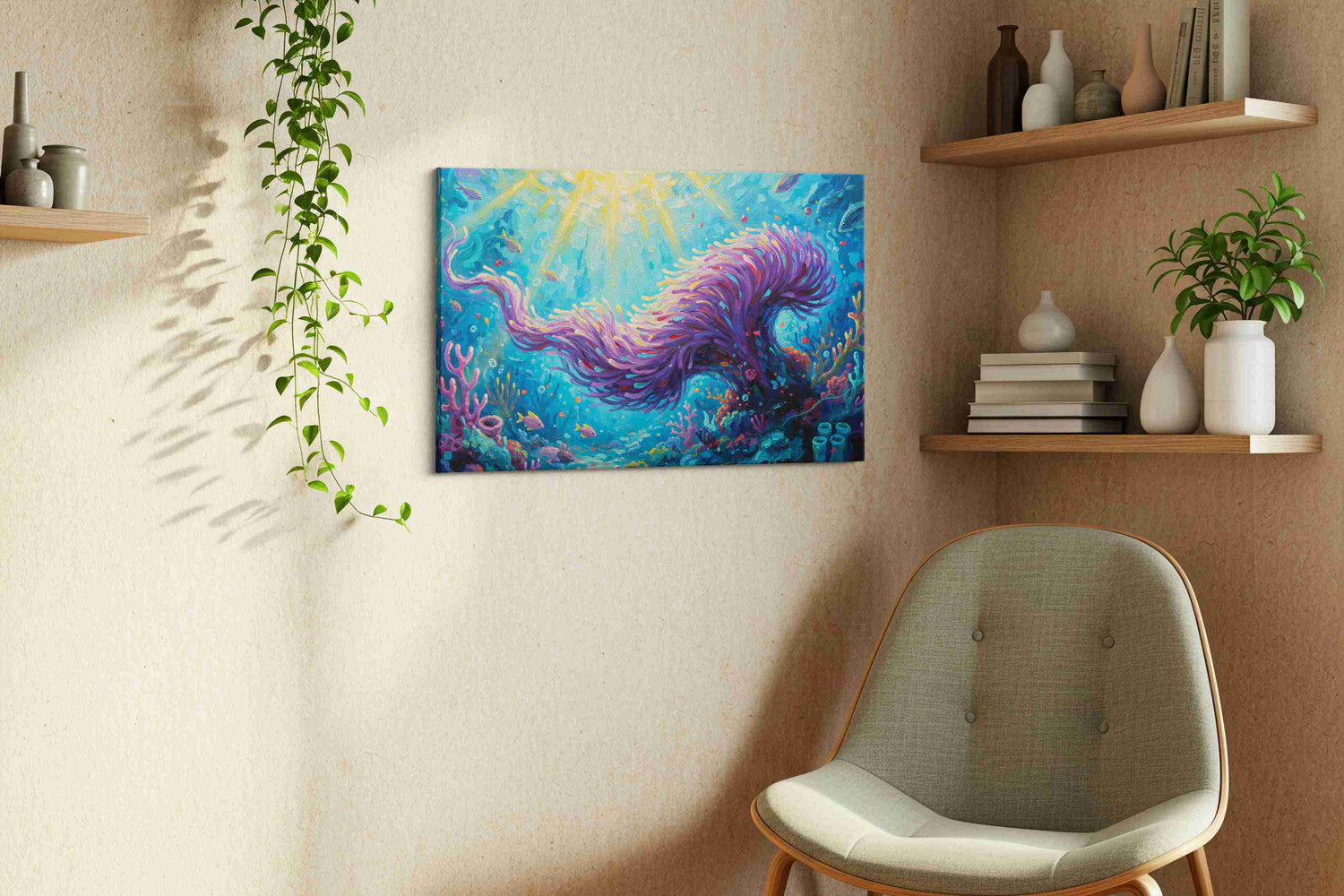 Whimsical Coral Symphony – sealife canvas wall art, gallery-wrapped, ready to hang