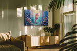 Whimsical Seahorse Symphony sealife canvas print, hanging on wall