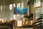 Whimsical Underwater Ballad sealife canvas print, hanging on wall