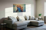 Whimsical Wave Dancer sealife canvas print, displayed in a living room