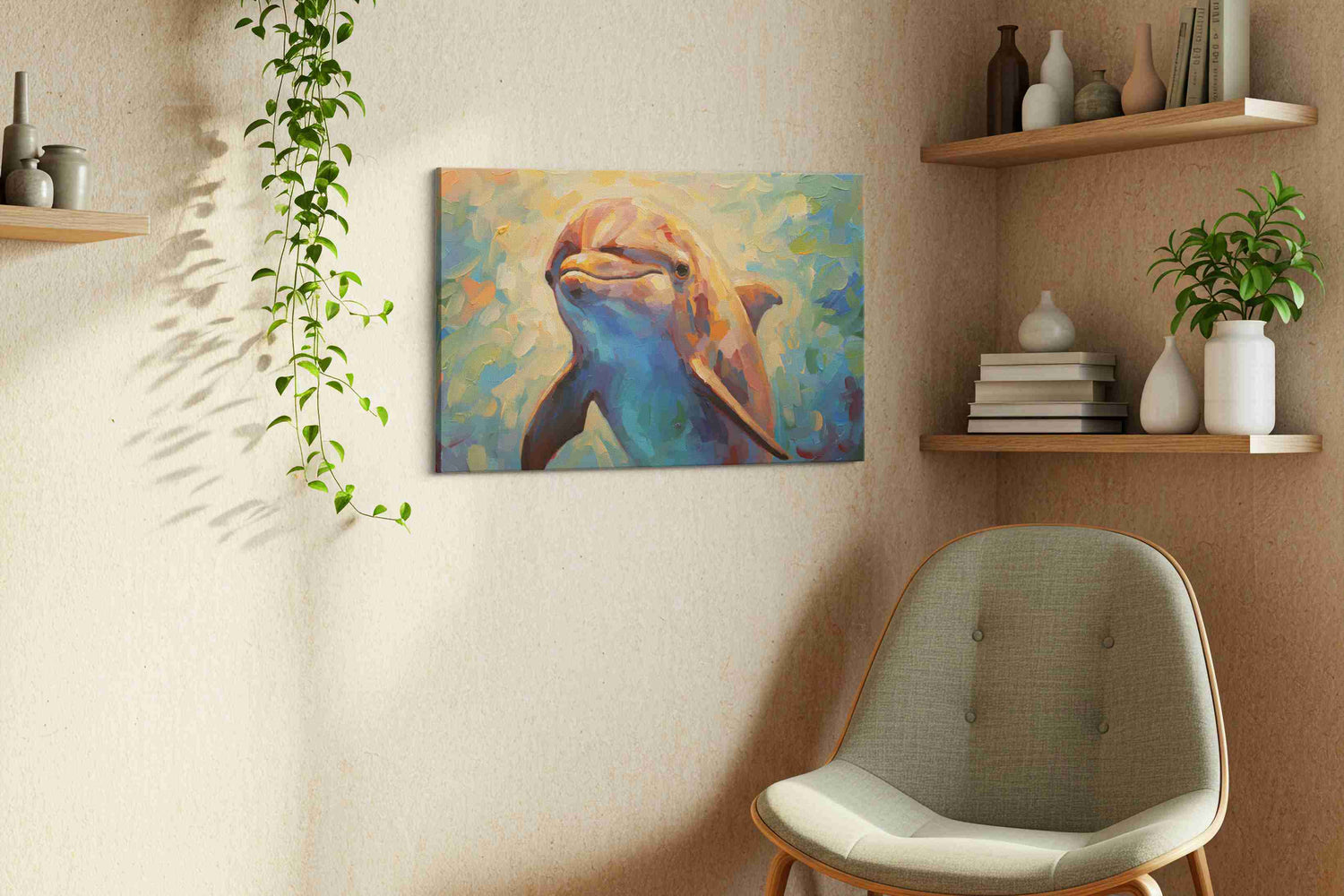 Whimsical Wave Dancer – sealife canvas wall art, gallery-wrapped, ready to hang