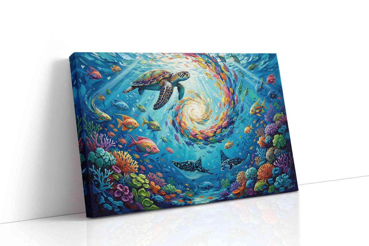 Whirlpool of Ocean Wonders sealife canvas print gallery-wrapped landscape canvas studio shot