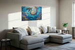Whirlpool of Ocean Wonders sealife canvas print, displayed in a living room