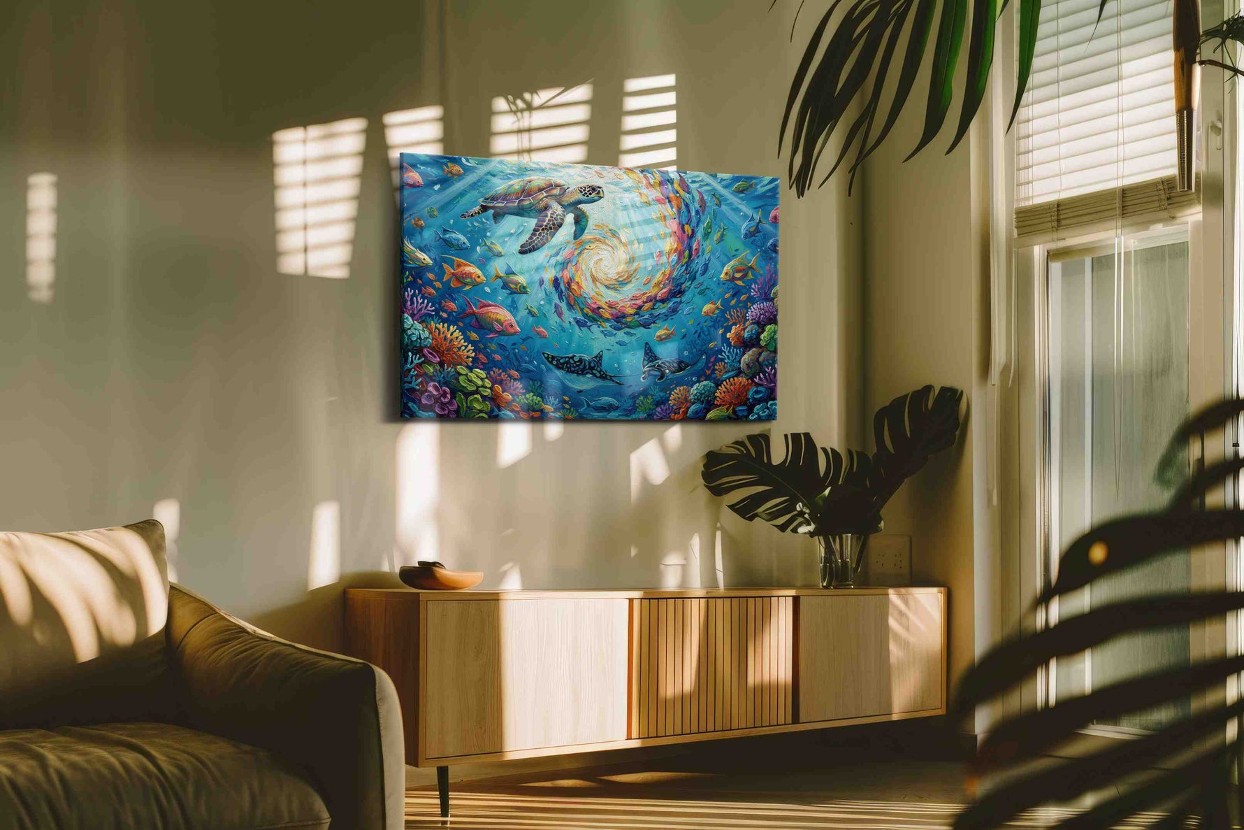 Whirlpool of Ocean Wonders – sealife canvas wall art, gallery-wrapped, ready to hang