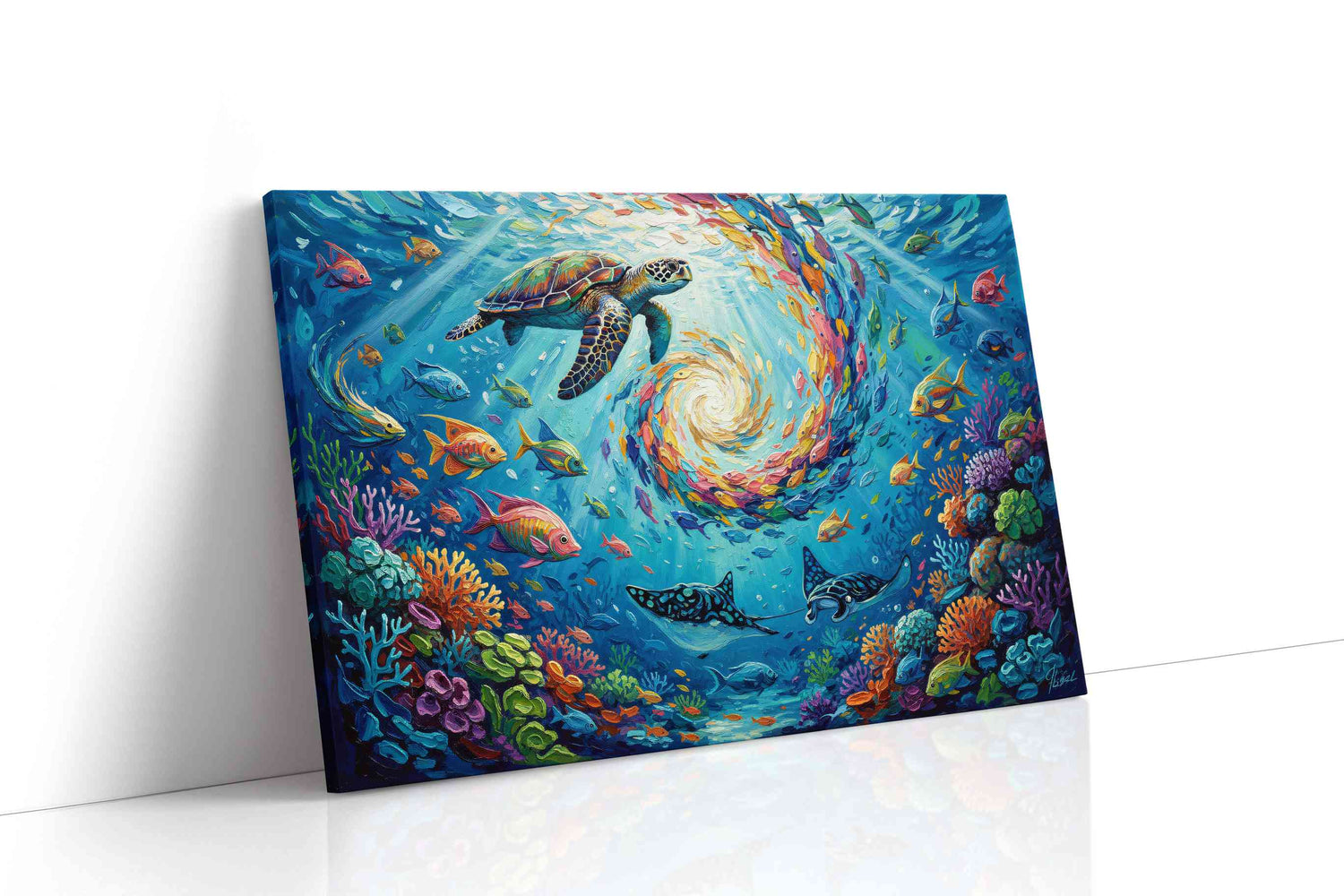 Whirlpool of Ocean Wonders sealife canvas print, gallery-wrapped, ready to hang
