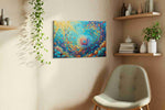 Whirlpool of Vibrant Coral Dreams sealife canvas print, hanging on wall