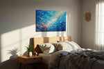 Whirlpool of Vibrant Life sealife canvas print, displayed in a bedroom