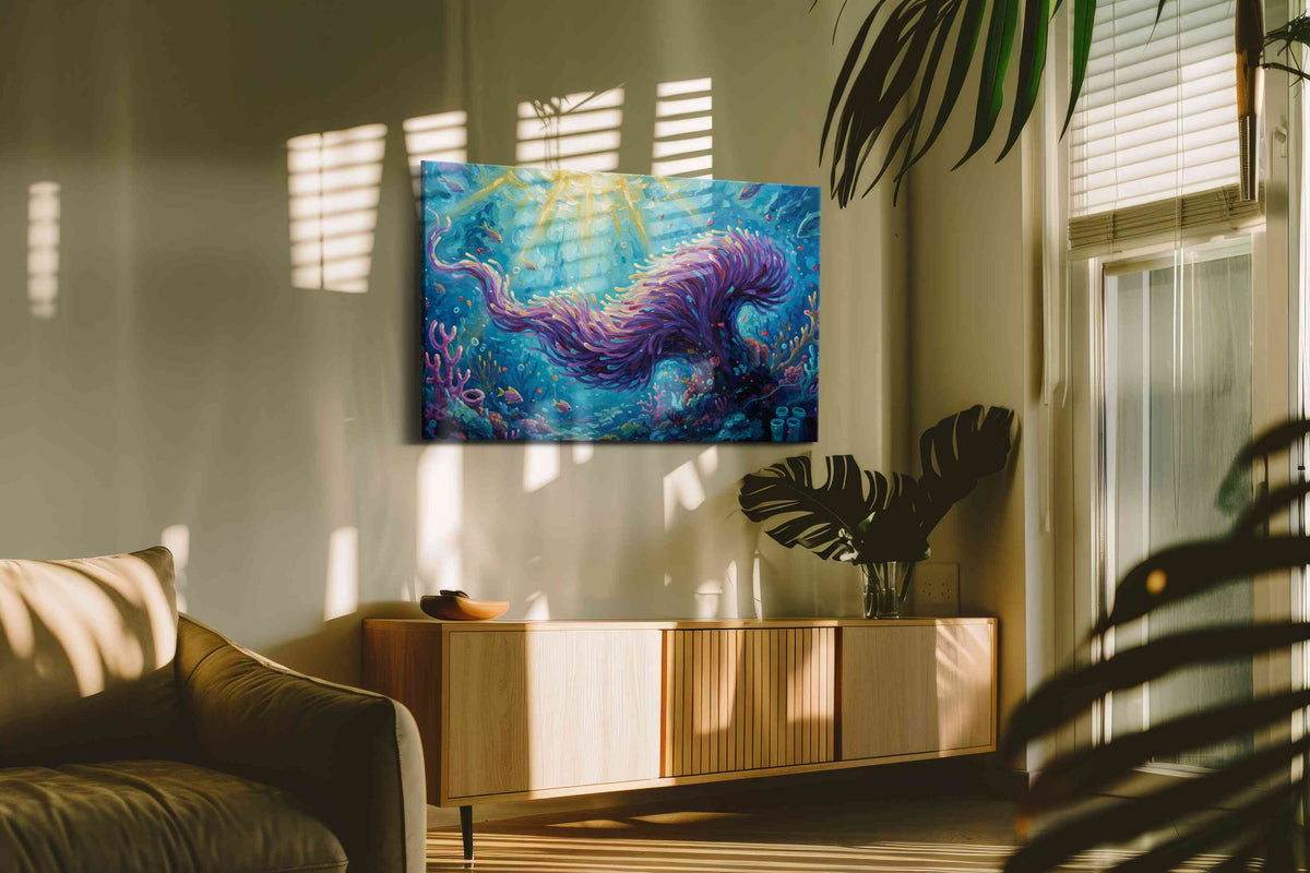 Whispers of the Deep sealife canvas print, on wall, lifestyle preview