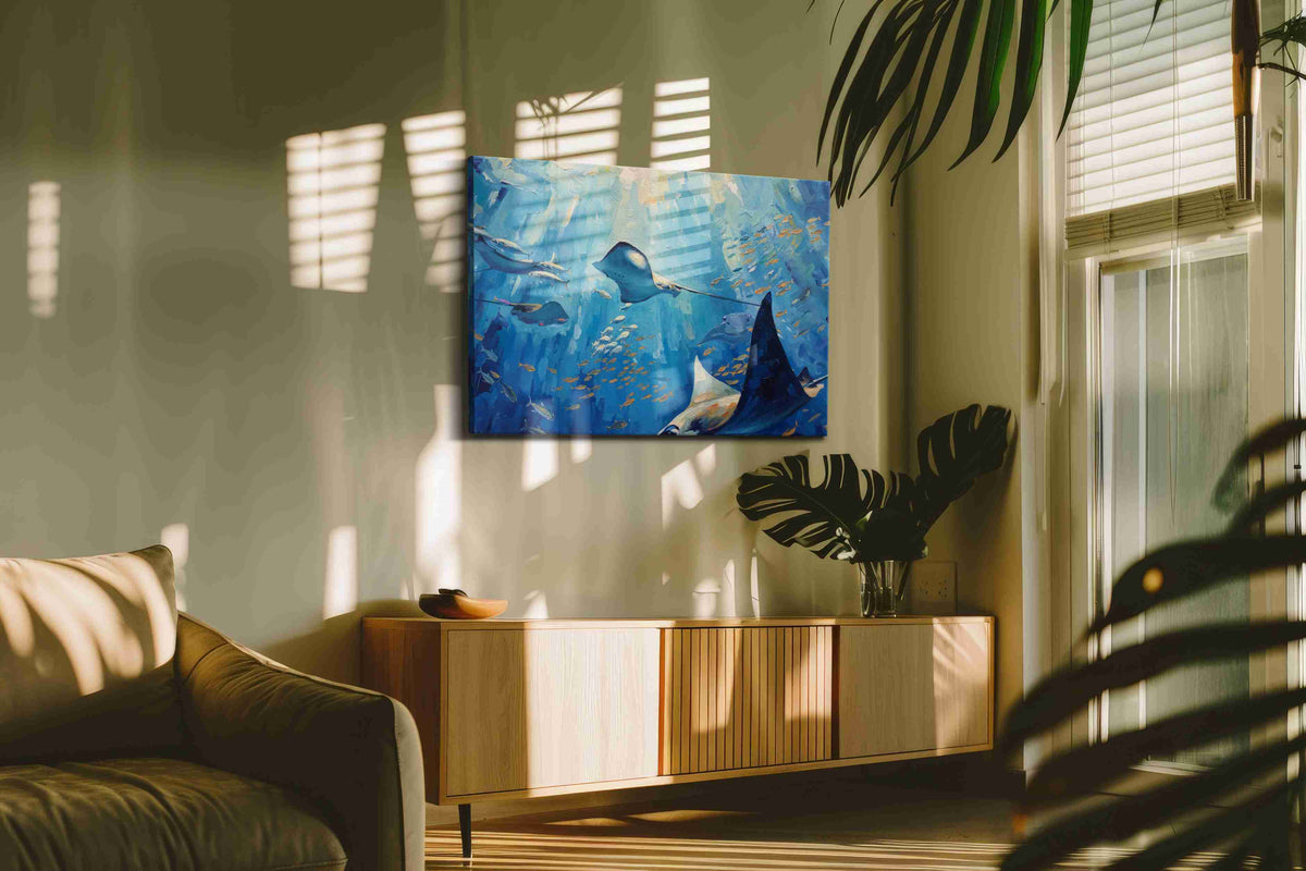 Whispers of the Deep III sealife canvas print, on wall, lifestyle preview