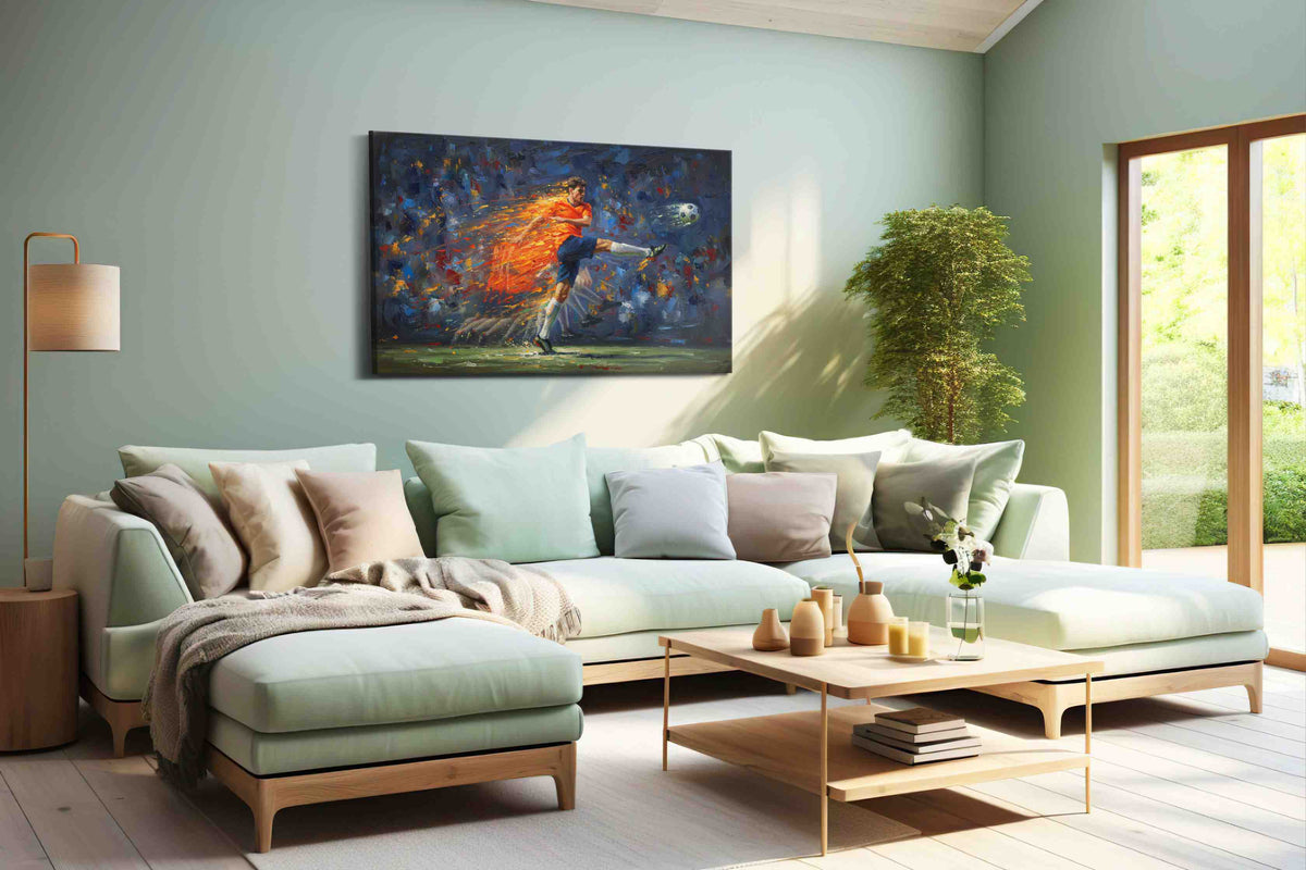 Blaze of Motion sports canvas print, hanging on wall