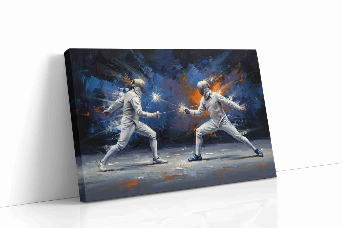 Clash of Sparks sports canvas print gallery-wrapped landscape canvas studio shot