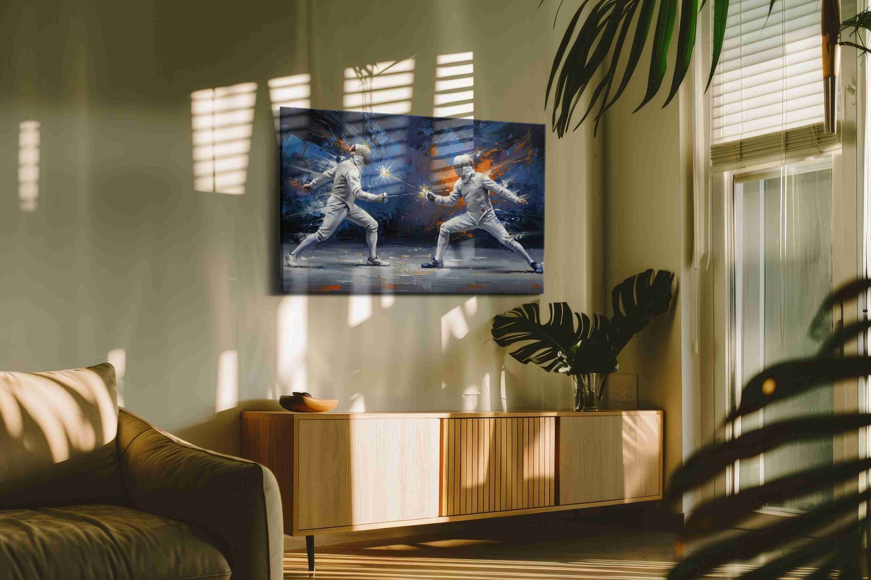 Clash of Sparks sports canvas print, on wall, lifestyle preview