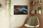 Dynamic Court Symphony sports canvas print styled in a living room