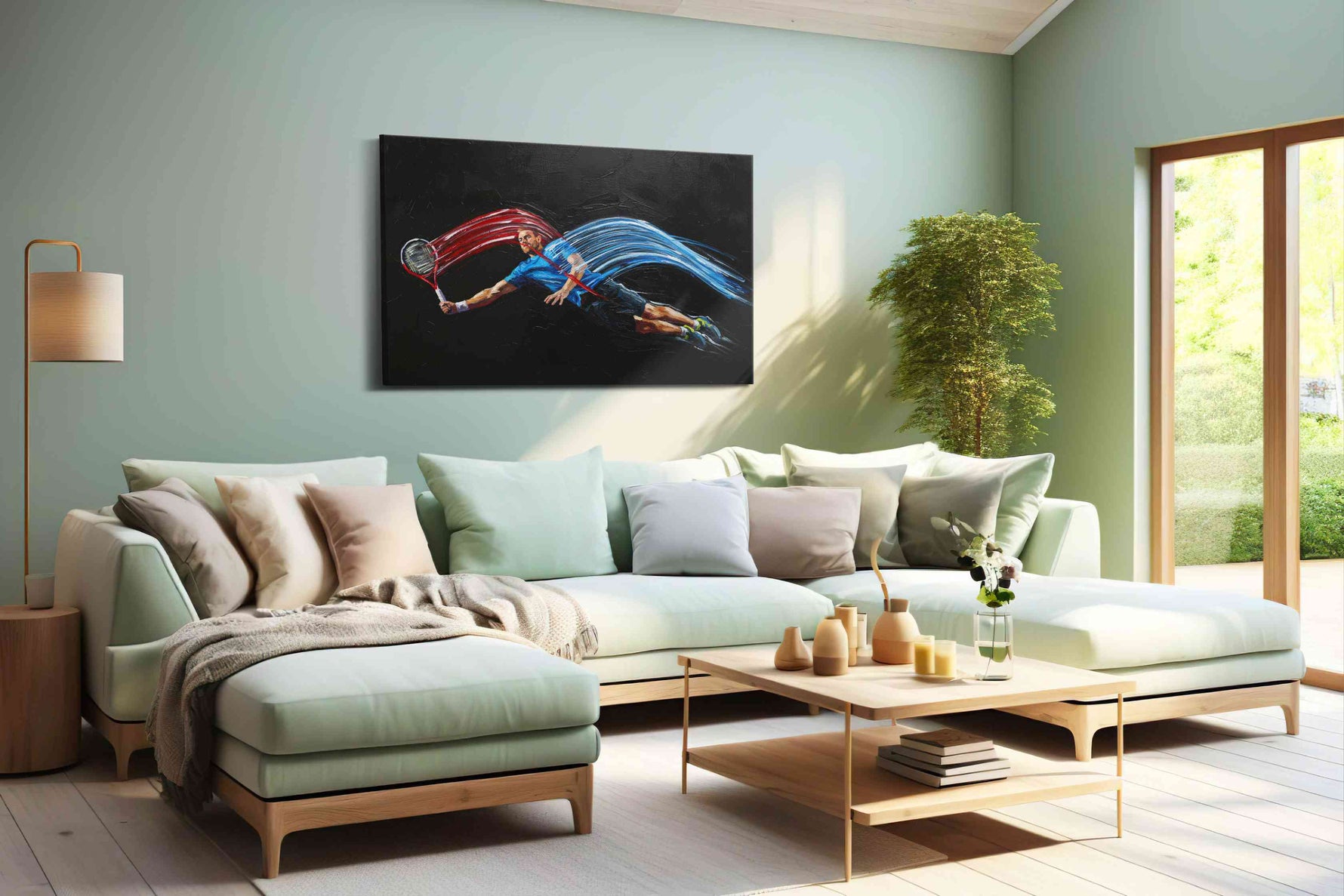 Dynamic Court Symphony sports canvas print, hanging on wall
