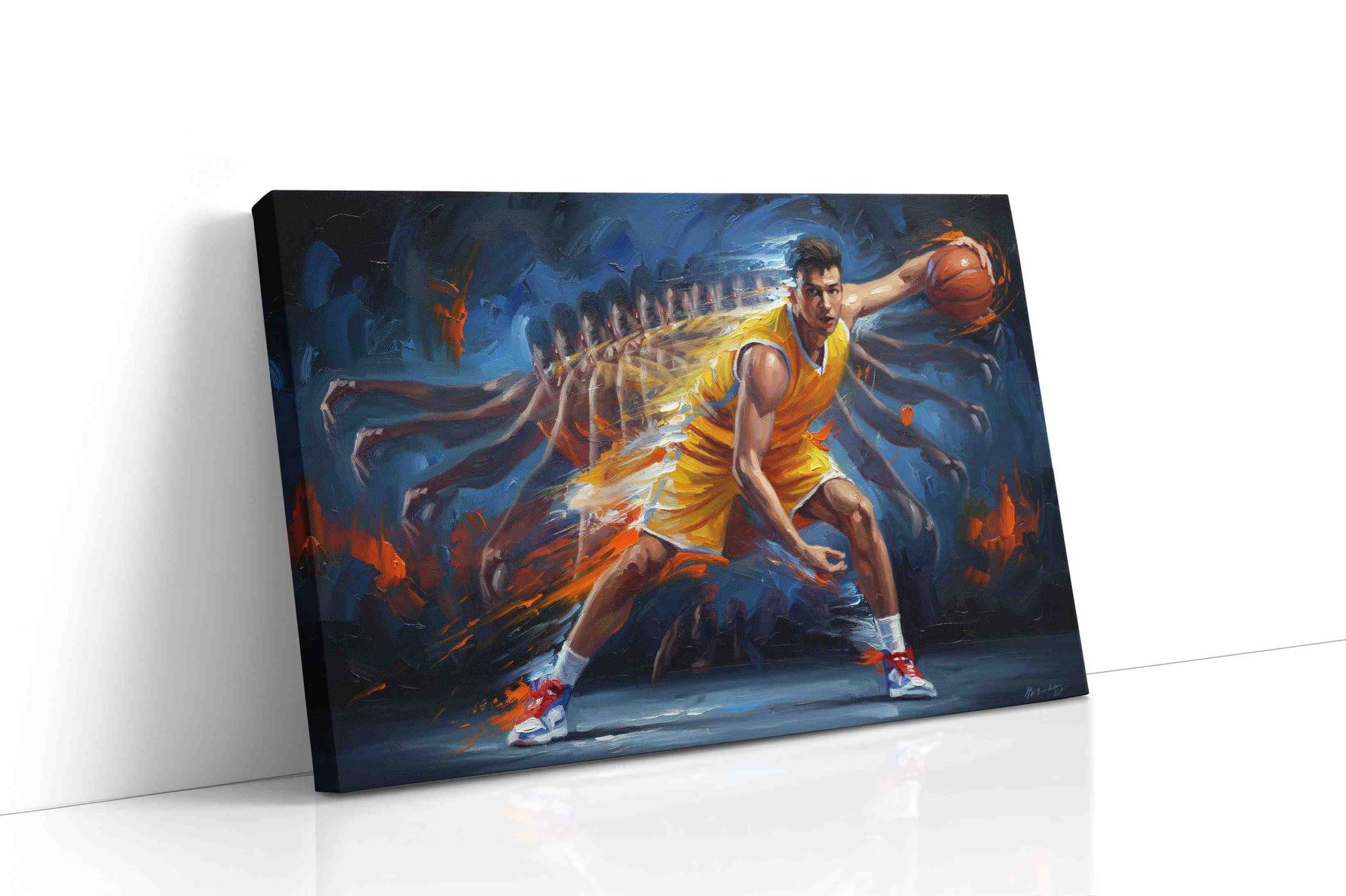 Dynamic Dunk of Determination sports canvas print gallery-wrapped landscape canvas studio shot