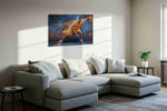 Dynamic Dunk of Determination sports canvas print, displayed in a living room