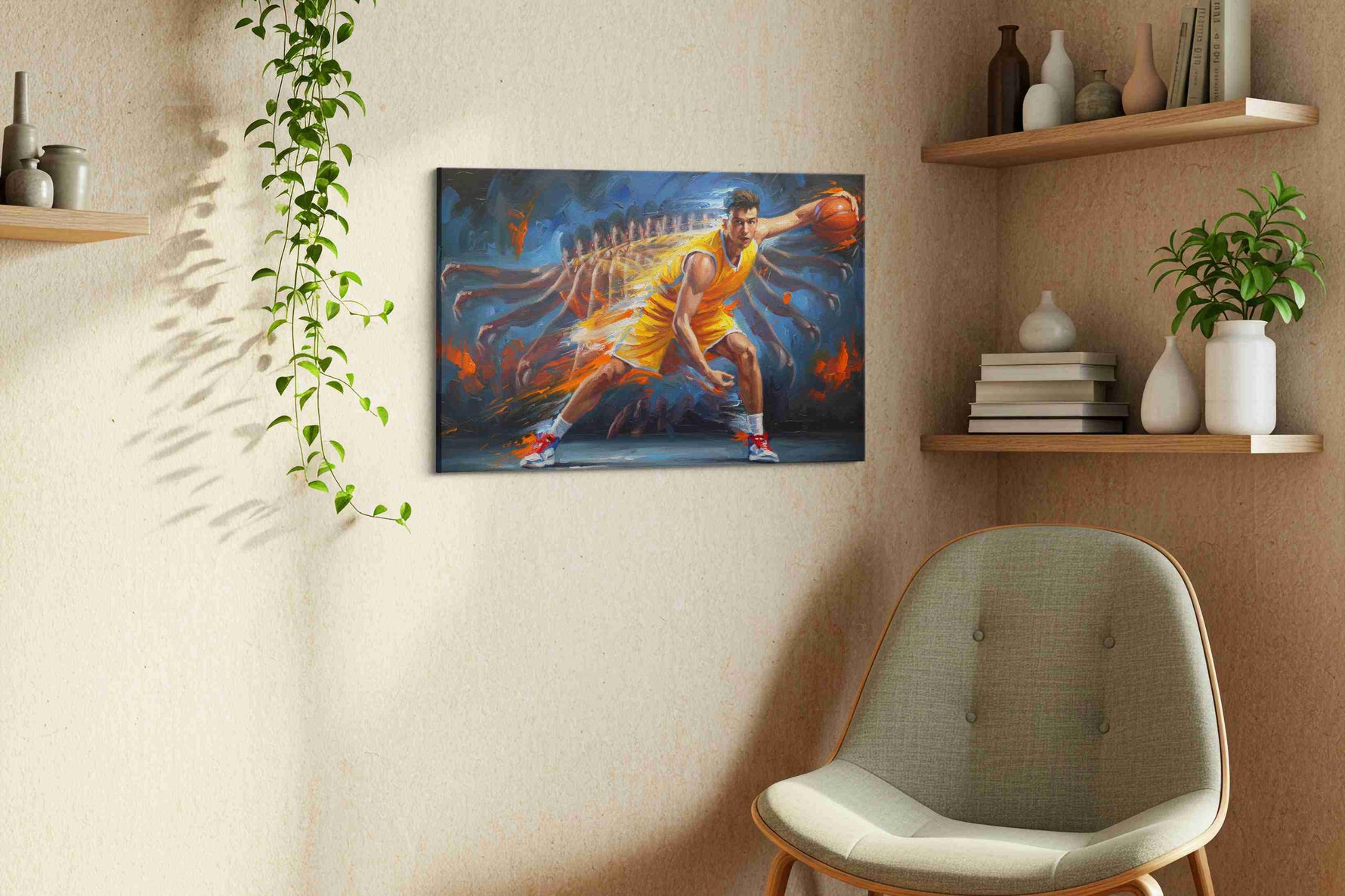 Dynamic Dunk of Determination – sports canvas wall art, gallery-wrapped, ready to hang