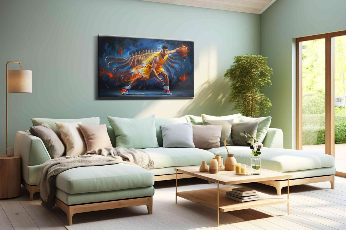Dynamic Dunk of Determination sports canvas print, hanging on wall