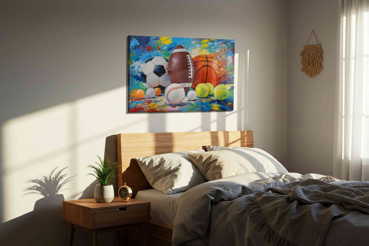 Energized Game Day Palette – sports canvas wall art, gallery-wrapped, ready to hang