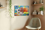 Energized Game Day Palette sports canvas print, displayed in a living room