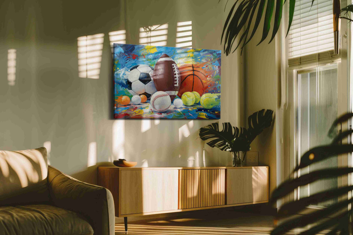 Energized Game Day Palette sports canvas print, hanging on wall