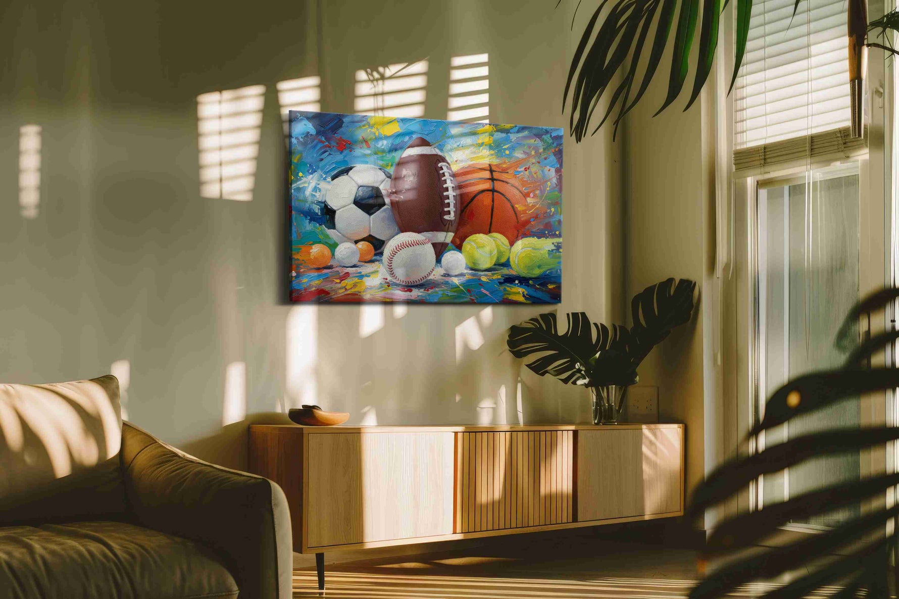 Energized Game Day Palette sports canvas print, hanging on wall