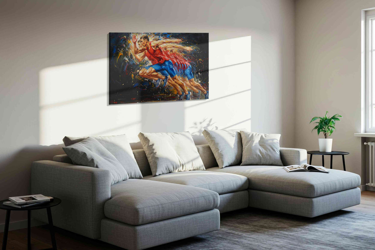 Energy in Motion sports canvas print in a living room scene